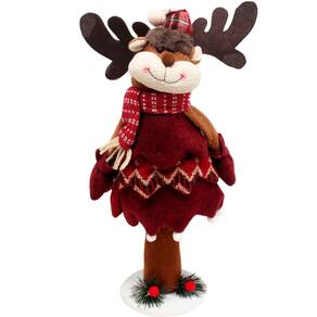 Boneco Rena Decorativo Natalino Em Tecido Com Mola De 40cm