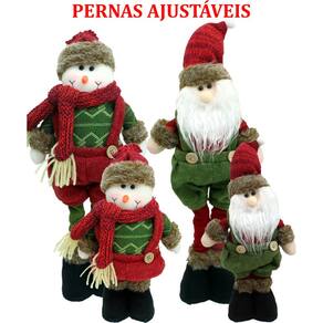 Dupla Bonecos Natalino Pernas Ajustáveis Boneco E Neve Noel