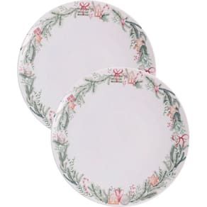 Jogo Prato Sobremesa Lanche 10Pçs 10Pessoas Noel Natal 21cm
