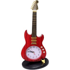 Relógio Estilo Guitarra Porta Caneta Decoração Mesa Vintage