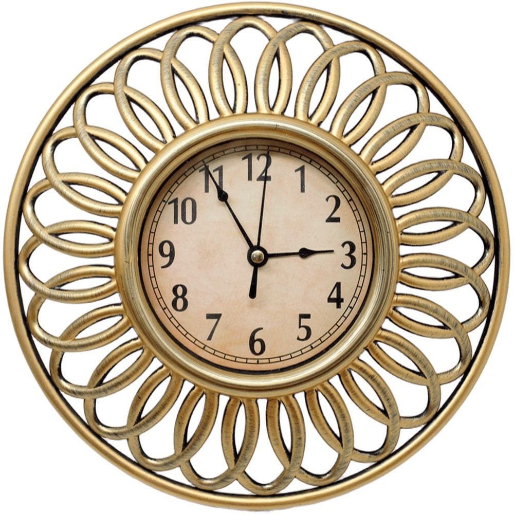 Relógio De Parede Redondo Dourado Vazado Decoração 3D 25cm