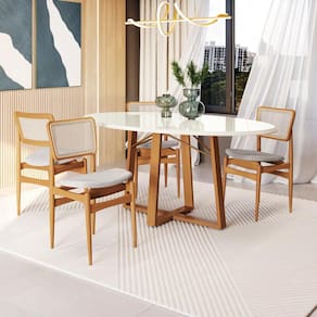 Conjunto Sala de Jantar Madeira Maciça 4 Cadeiras Kappesberg