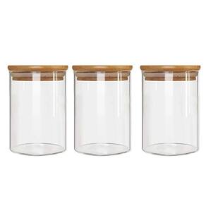 Kit 3 Potes Borossilicato Hermético Tampa Bambu 450Ml Class