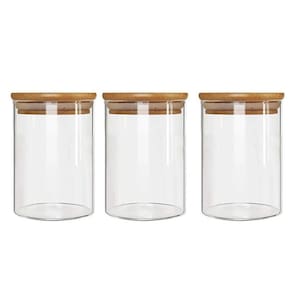 Kit 3 Potes Borossilicato Hermético Tampa Bambu 450Ml Class