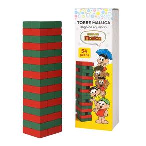 Jogo Torre Maluca Brinquedo Equilíbrio Turma Da Monica 54 Pc