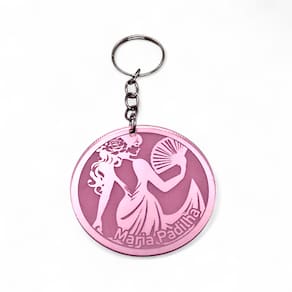 Chaveiro Proteção Total Maria Padilha Rosa Espelhado 10 cm