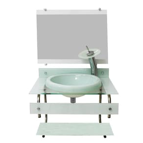 Gabinete Para Banheiro De Vidro Itxx 60Cm Inox - Branco