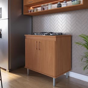 Balcão Cooktop 5 Bocas Movelove Turim Nature 2 Portas