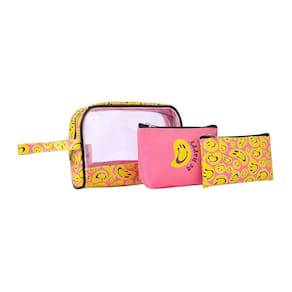 Kit Necessaire 03 Peças Rosa e Amarela - Seanite