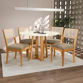 Conjunto Sala de Jantar Madeira Maciça 4 Cadeiras Kappesberg