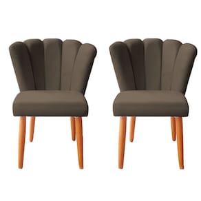 Kit 2 Cadeiras Poltrona Sala de Jantar Penteadeira Reforçada Decorativa Pétala Suede Marrom