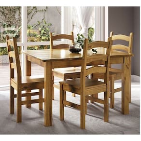 Conjunto Sala de Jantar Mesa Retangular 120cm e 4 Cadeiras em Madeira Maciça Napoli Espresso Móveis Nogueira