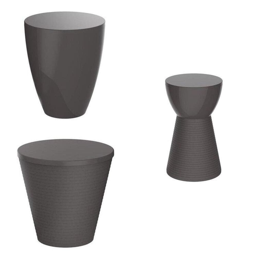 Conjunto com 3 Banquetas Cinza Mushroom