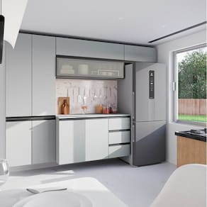 Cozinha Modulada 5 Peças 3 Aéreos 1 Balcão 1 Paneleiro Nara Cabecasa Madeiramadeira Cinza Claro