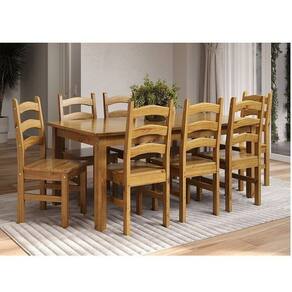 Conjunto Sala de Jantar Mesa Retangular 180cm e 8 Cadeiras em Madeira Maciça Napoli Espresso Móveis Nogueira