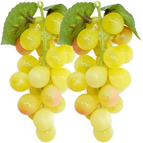 Kit 4 Cachos De Fruta Artificial Uva Verde Silicone De 12cm