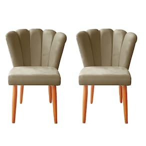 Kit 2 Cadeiras Poltrona Sala de Jantar Penteadeira Reforçada Decorativa Pétala Suede