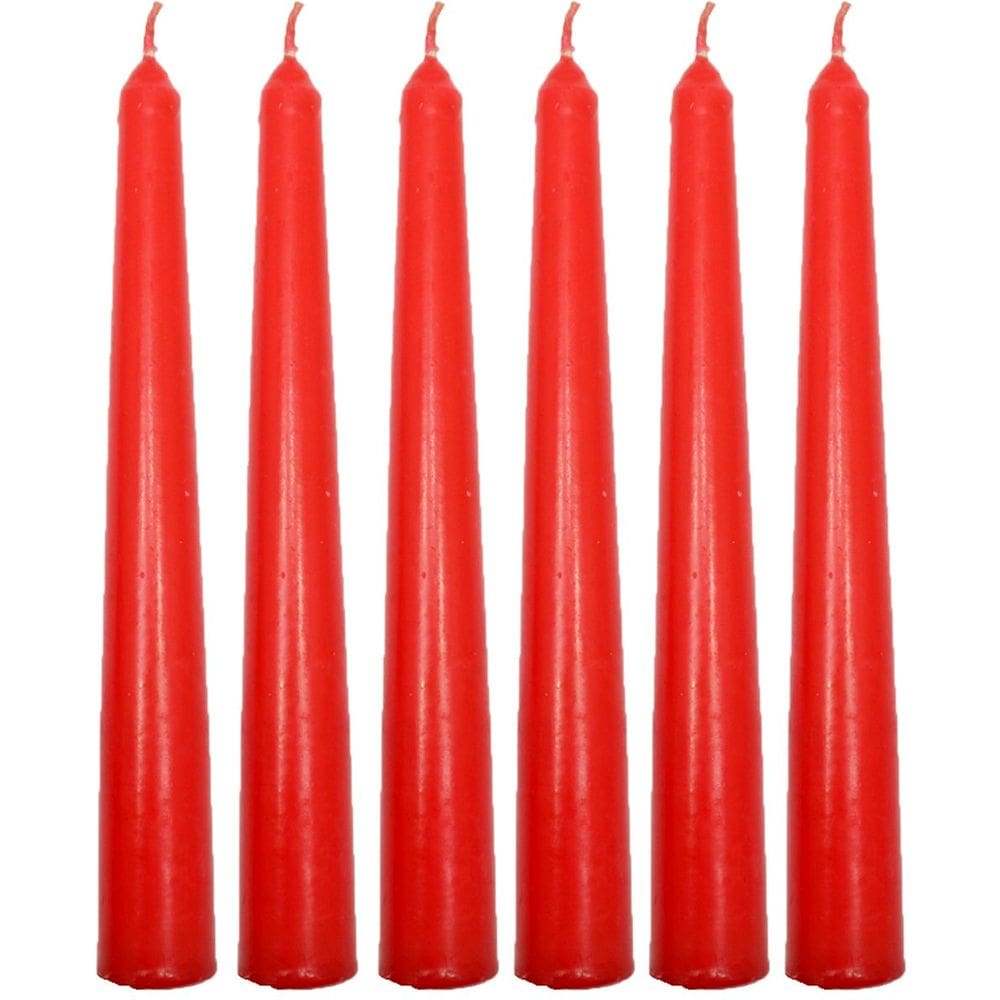 Conjunto 6 Vela Decoração Natalina Vermelho Castiçal De 21cm