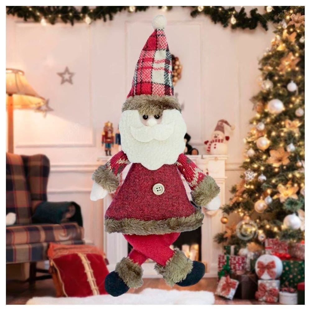 Kit 10 Enfeites Papai Noel Natal Em Tecido 30Cm