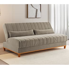 Sofa Cama Veneza 1,80 Reclinável 3 Lugares Veludo Perola