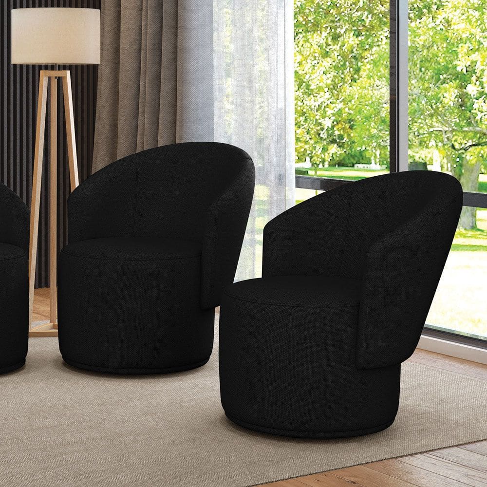 Poltrona Decorativa Orgânica Fixa para Sala kit 2 Malu Linho M11 - D`Rossi
