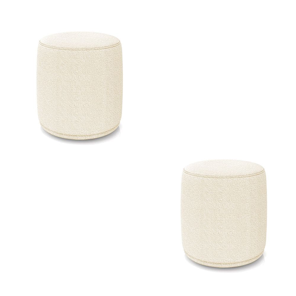 Puff Redondo Orgânico para Sala kit 2 Malu Bouclê M11 - D`Rossi