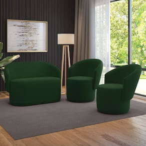 Sofá Namoradeira e 2 Poltronas Orgânica para Sala Malu Suede M11 - D`Rossi