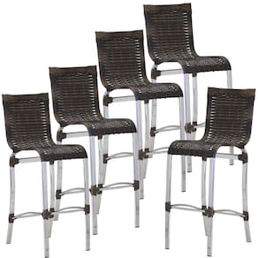 Kit 5 Banquetas em Alumínio e Fibra Sintética Haiti Para Cozinha, Edícula Trama
