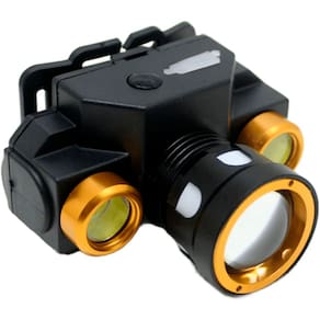 Lanterna De Cabeça Profissional Recarregável Dourado 3 LEDs