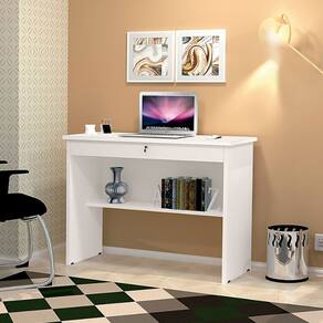 Escrivaninha Mesa Notebook Orquídea Multiuso Compacta com Gaveta e Chave - Branco