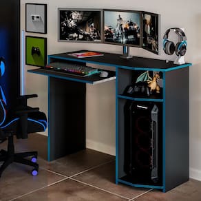 Escrivaninha para Pc Gamer Mesa de Escritorio - Preto e Azul