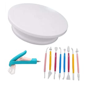 Kit Bailarina Prato Giratório Com Caneta Confeiteiro e 8 Estecas