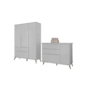 Quarto Infantil Bebê Melinda Cômoda Guarda Roupa Cinza
