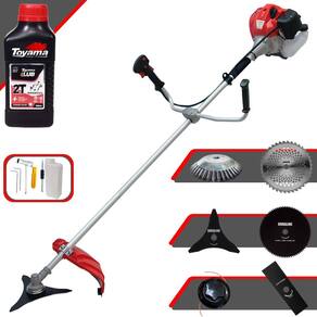 Roçadeira Anmax CG430P À Gasolina 43cc 2HP Com 6 Opções de Cortes, Carretel + Kit 4 Facas + Escova de Aço Circular + ÓLEO TOYAMA 2T