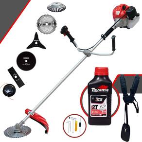 Kit Roçadeira Lateral Anmax CG430P-TB 43cc Com Lâmina Facão, Lâmina 3 Pontas, Lâmina 40D Vídea, Lâmina 80 Dentes + Escova de Aço + ÓLEO TOYAMA 2T