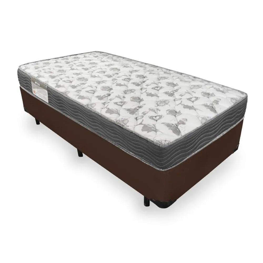 Cama Base Box Solteiro Marrom Colchão ISO 100 D33 - Ortobom