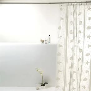 Cortina  Para Box Banheiro PVC Antimofo 198x180cm  - Concha Branca