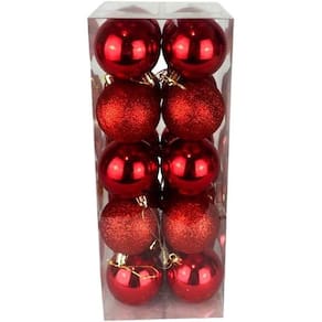 Kit com 12 Bolas Natalinas 6cm Vermelho - Wincy
