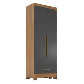 Guarda Roupa Roupeiro Multiuso Smart Plus 2 Portas 1 Gaveta Cinamomo Grafite - Rodial Móveis