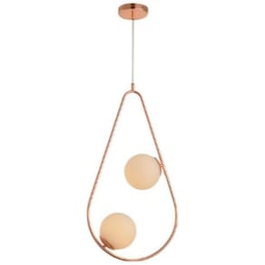 Pendente Pérola Gota Duo 2 Lâmp. Cobre Brilho 35,5x67,5cm