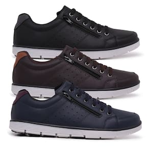 Kit 3 Pares Sapatenis Masculino Ziper Cadarço Confortável