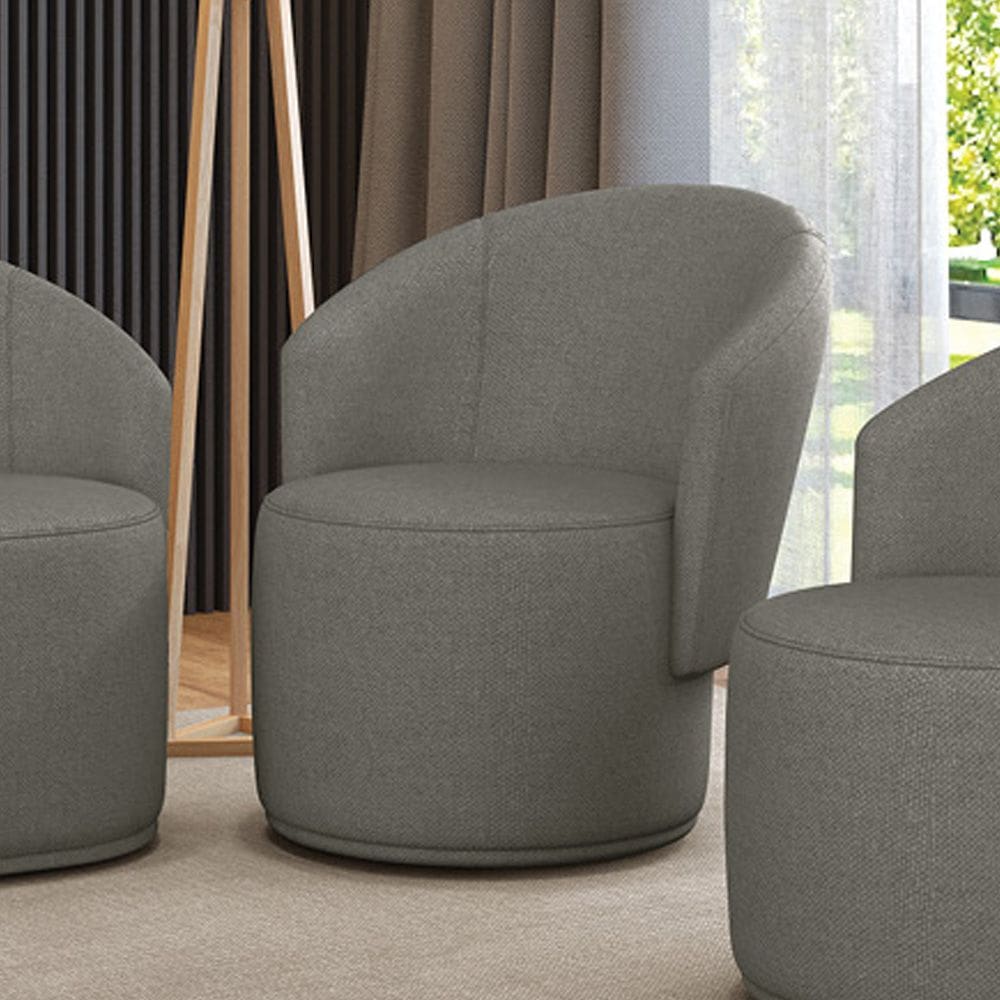 Poltrona Decorativa Orgânica Fixa para Sala Malu Linho M11 - D`Rossi