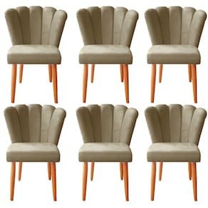 Kit 6 Cadeiras Poltrona Sala de Jantar Penteadeira Reforçada Decorativa Pétala Suede
