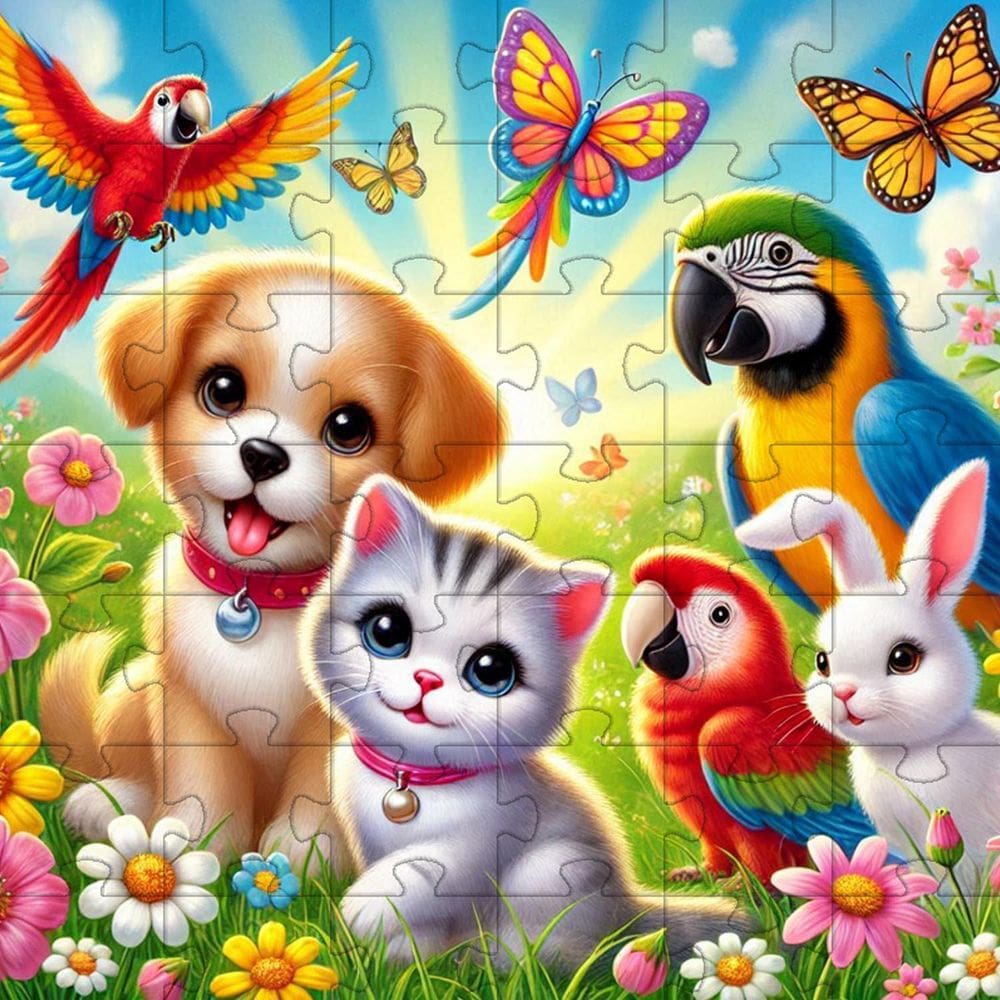 Quebra-Cabeças Infantil Animais Domésticos 20 Peças Em Mdf