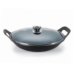 Panela Mineira Risoto Preta Alça Ferro Tampa Vidro 32cm 2,5L