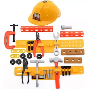 Kit Ferramentas De Brinquedo Construção 29 Peças Com Capacete