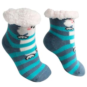 Meia Infantil Peluciada Antiderrapante Azul Poodle 28 ao 35