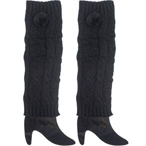 Polainas Adulto Lã Feminina Malha Tricô Moda Inverno Preto