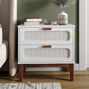 Mesa de Cabeceira Mdf Decorativa 2 Gavetas Vintage 60 Cm Santorini Branco