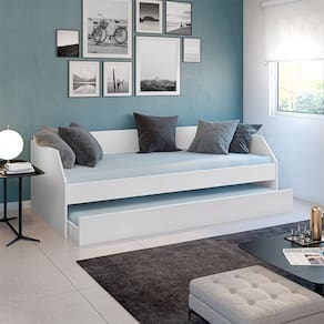 Sofa com Bicama para Quarto ou Sala Solteiro ou Criança com Cama Auxiliar Reforçada Duo Branco